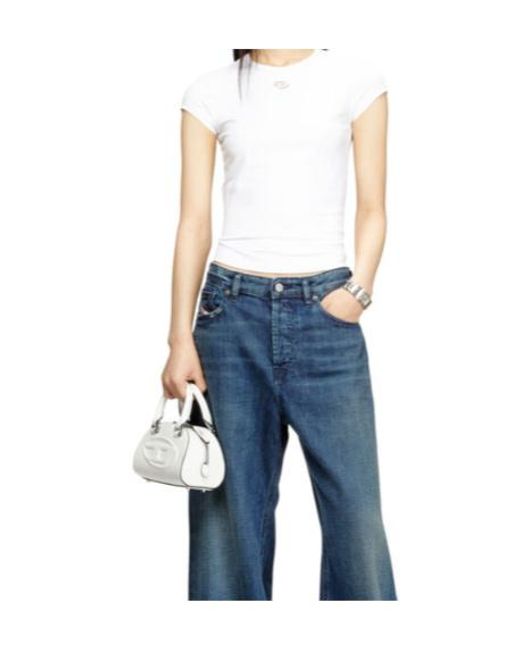 DIESEL White 1Dr 2.0 Dome Debossed-Logo Cross-Body Bag