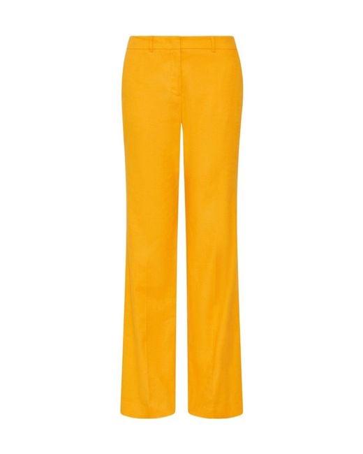 Marella Yellow High-Waisted Micro-Hair Casual Pants