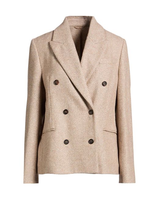 Brunello Cucinelli Natural Double- Blazer