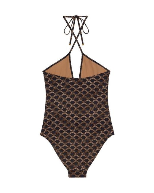 Céline Brown Monogram Jersey Swimsuit