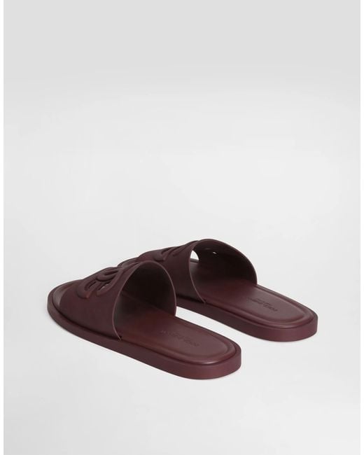 Dolce & Gabbana Brown Logo Embossed Slides for men
