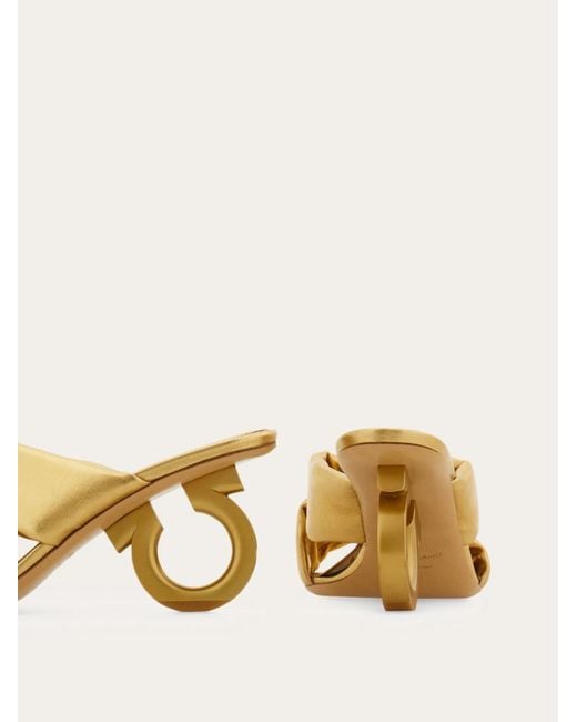 Ferragamo Metallic Padded Sandal With Gancini Heel