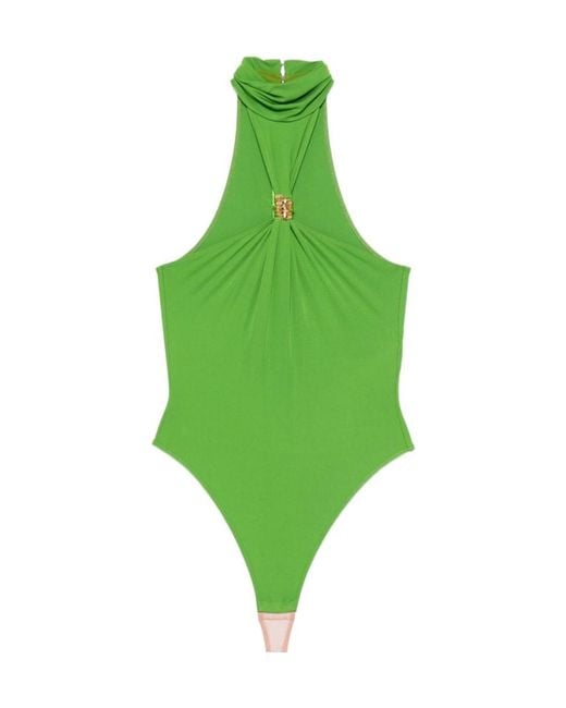 Elisabetta Franchi Green High-Neck Bodysuit