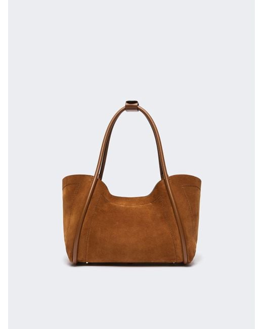 Max Mara Brown Horizontal Suede Marine Bag