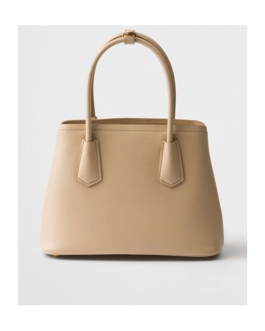 Prada Natural Double Small Saffiano Leather Bag