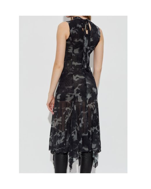 M I S B H V Black Transparent Printed Dress