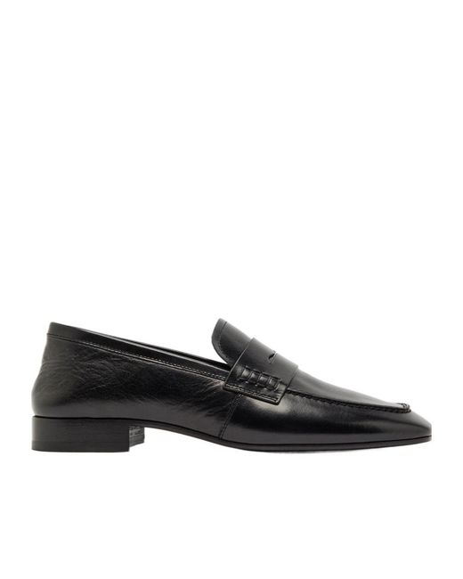 Dries Van Noten Black Square-Toe Leather Loafers
