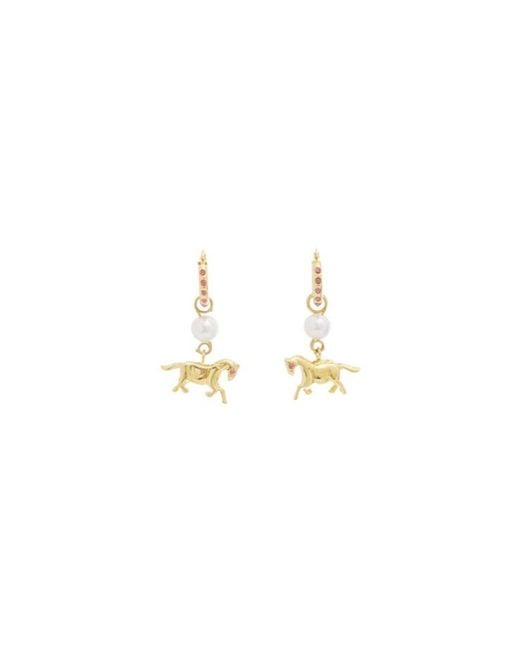 Marni White Horse Charm Earrings