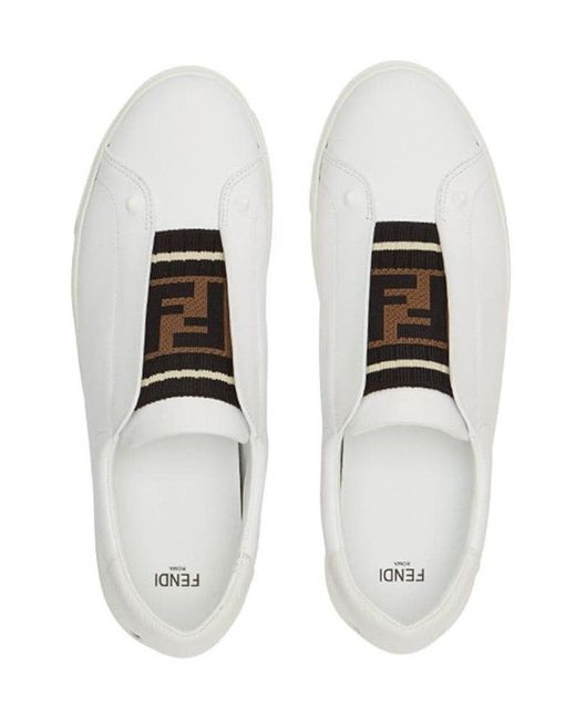 Fendi White Zucca Rib Spliced Strapless Shoes
