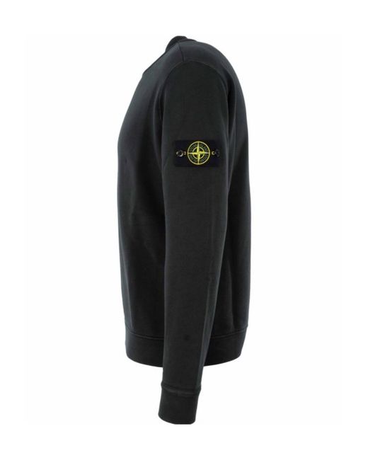 Stone Island Black Logo-Patch Crewneck Sweatshirt for men