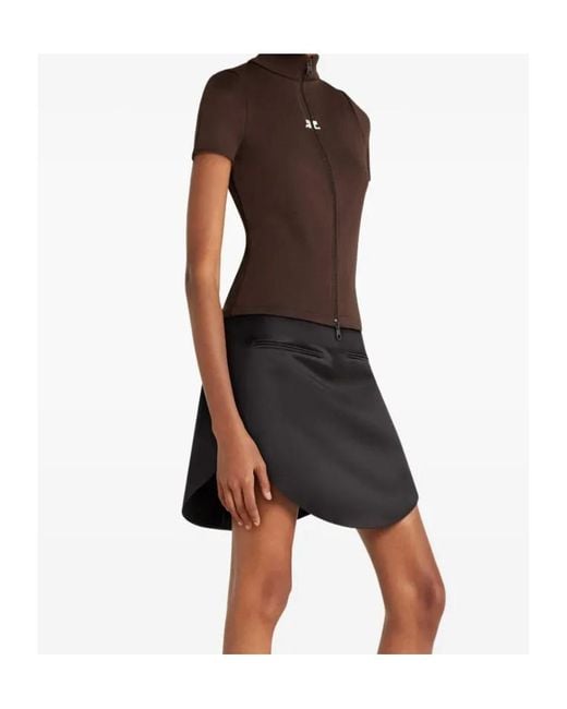 Courreges Brown Interlock Zipped Top