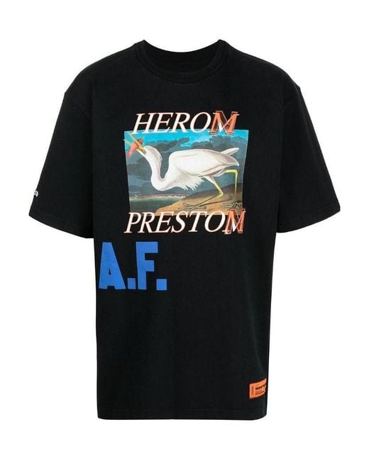 Heron Preston Black Logo Print Short-Sleeved T-Shirt for men