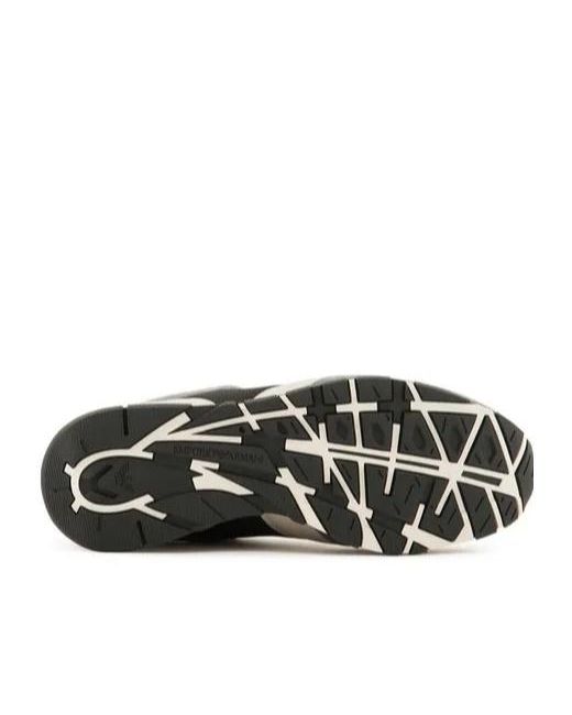 Emporio Armani Gray Logo Embroidered Mesh Panelled Sneakers for men