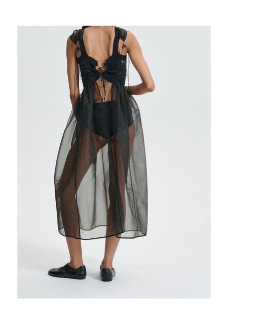 CECILIE BAHNSEN Black Camilla Liquid Myrtia Midi Dress