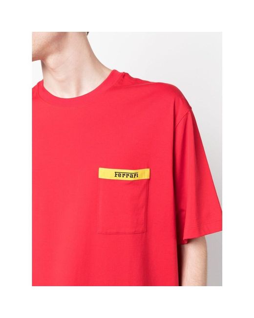 Ferrari Red Sporty Jersey T-Shirt With Logo for men