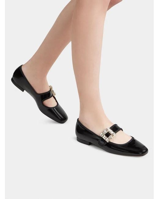 Roger Vivier Black Très Vivier Buckle Embellished Babies Ballerinas