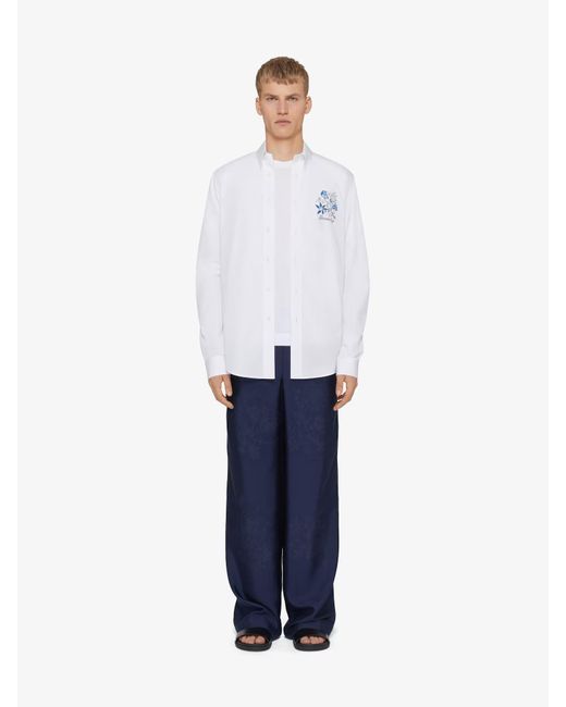 Givenchy White Logo Long-Sleeved Shirt for men