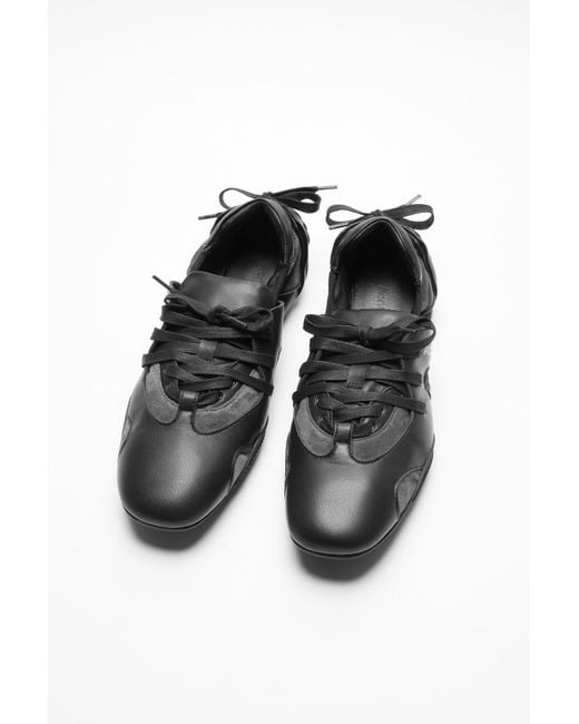 Acne Black Leather Lace-Up Sneakers for men