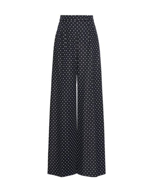 Max Mara Blue Polka Dot Viscose And Wool Trousers
