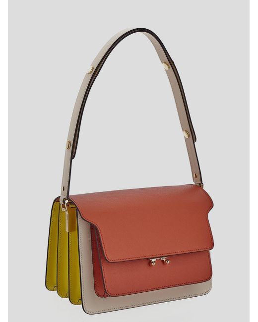 Marni Red Trunk E/W Leather Shoulder Bag