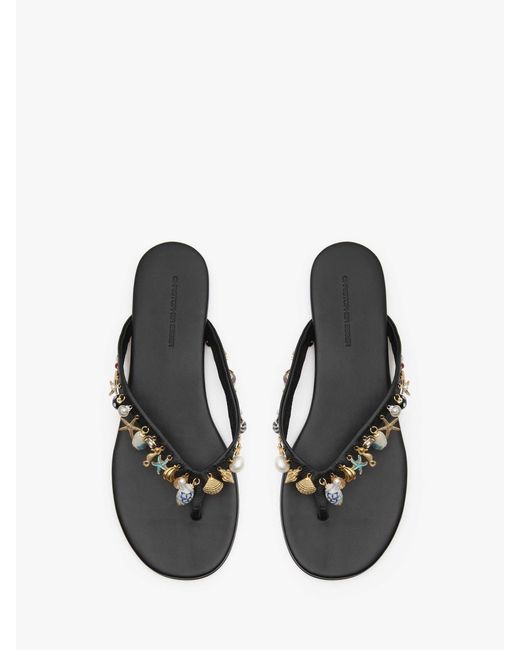 Christopher Esber Black Memento Charm-Embellished Leather Flip-Flops
