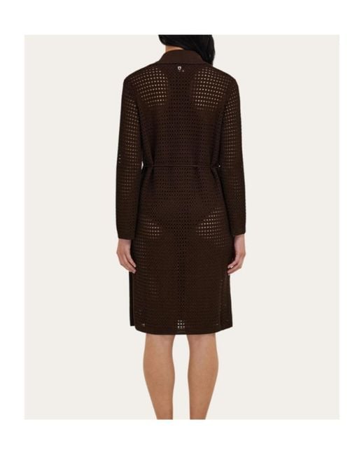 Ferragamo Brown Knitted Shirt Dress
