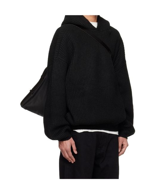 Fear Of God Black Hooded Waffle Hoodie for men