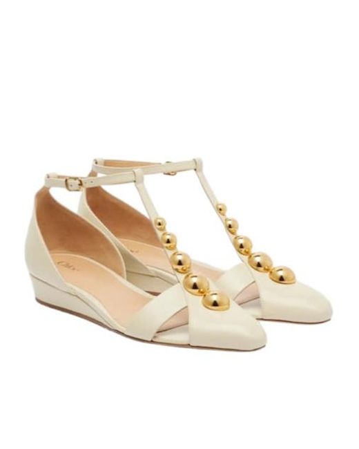 Chloé Metallic Embellished Leather Flats