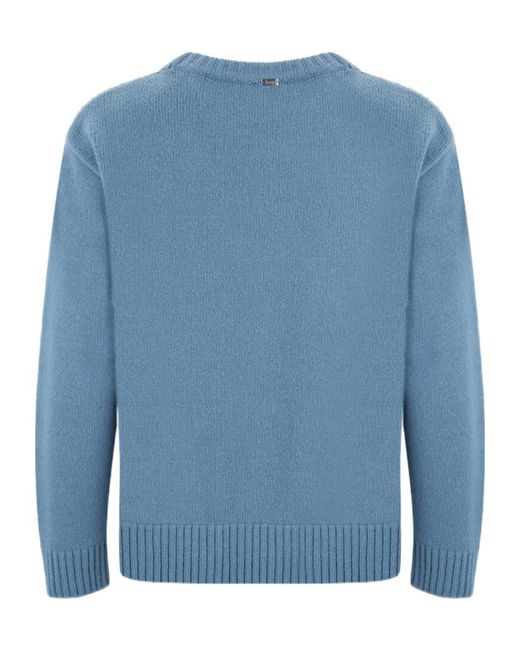 Herno Blue Crew-Neck Wool Sweater