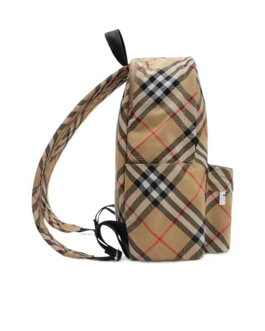 Burberry Gray Small Check-Printed Zipped Backpack for men