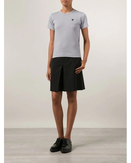 COMME DES GARÇONS PLAY Gray Embroidered Heart T-Shirt