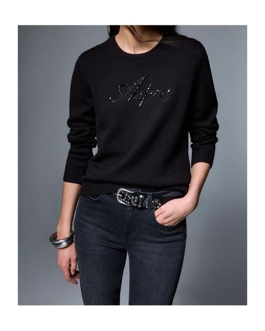 Liu Jo Black Gem-Embroidered Sweater