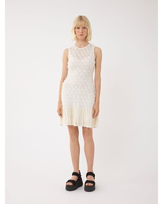 Chloé White Chloé Lace Detailed Flared Mini Dress