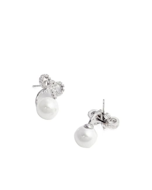 Self-Portrait White Bow Embellished Jacket Earrings