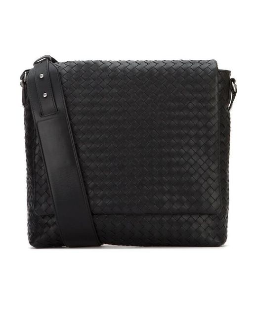 Bottega Veneta Blue Intrecciato Weave Messenger Bag for men