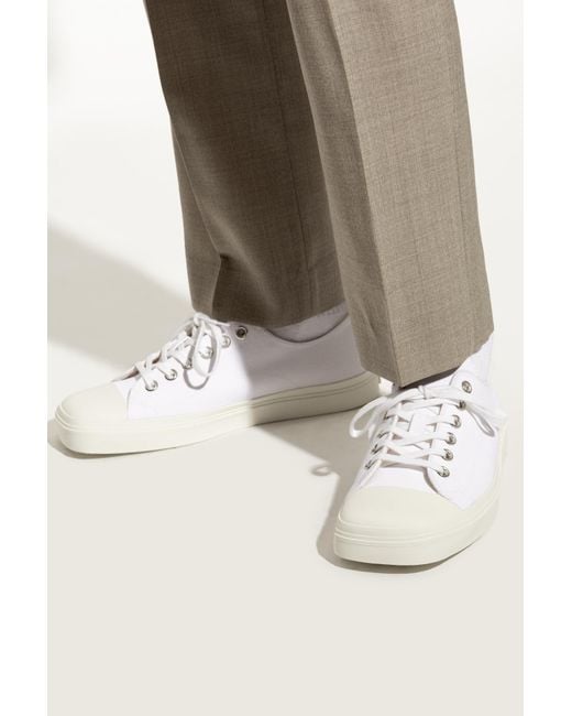 Moschino White Contrast-Stitched Lace-Up Sneakers for men