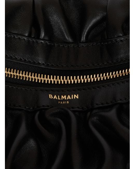 Balmain Black Medium Ebene Ruched Shoulder Bag