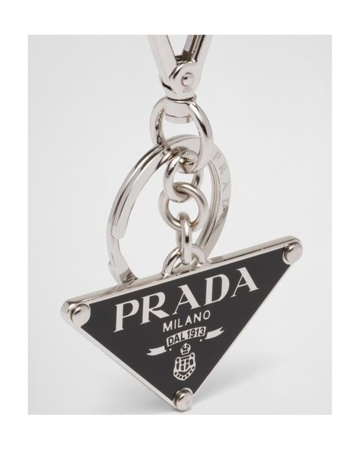 Prada White Logo Lettering Keyring for men