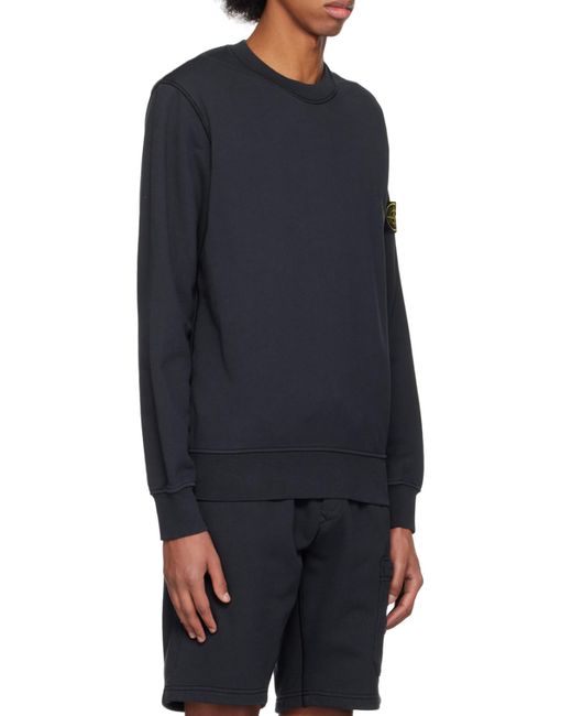 Stone Island Blue Compass Patch Crewneck Sweatshirt for men
