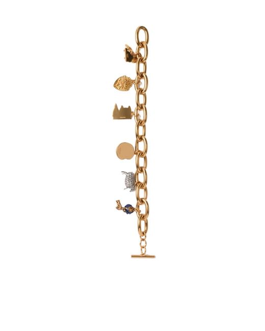 Burberry Metallic Bracelet Charm Detailed Embellished Chained Bracelet