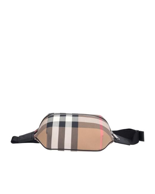 Burberry Gray Check Pattern Zipped Belt Bag for men