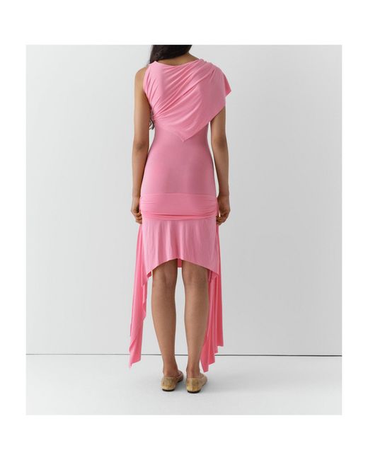 GIMAGUAS Pink Annika Draped Midi Dress