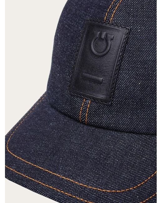 Ferragamo Blue Ferragamo Logo Patch Baseball Cap for men