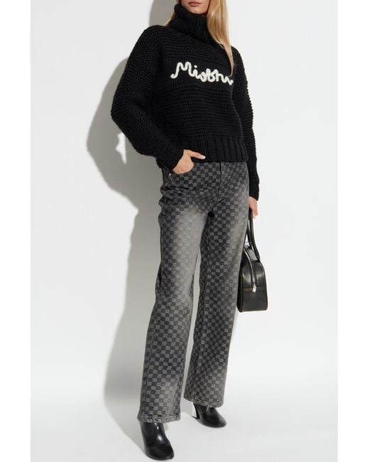 M I S B H V Black Roll-Neck Logo-Detail Sweater