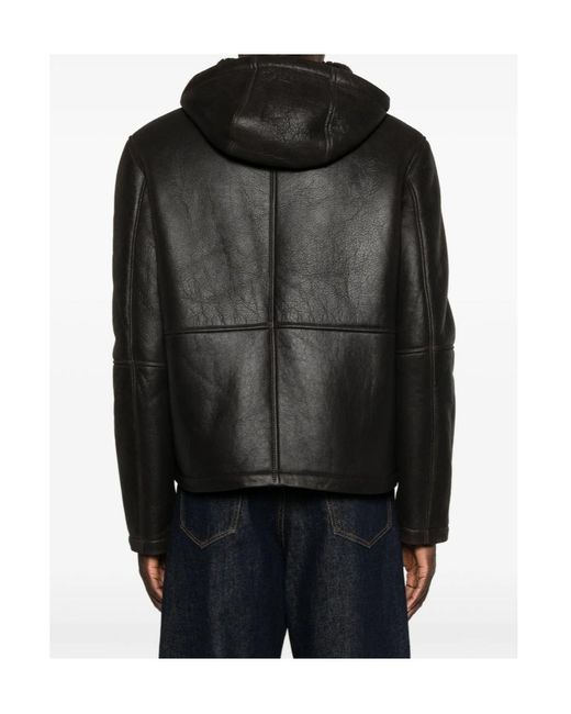Dondup Black Long-Sleeve Leather Jacket for men