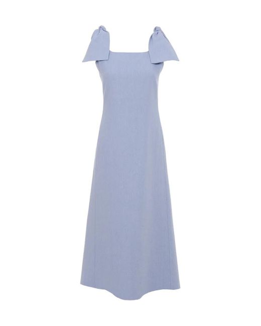 Chloé Blue Chloé Bow-Detailed Sleeveless Dress