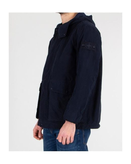 Stone Island Blue Logo Patch Hooded Jacket for men
