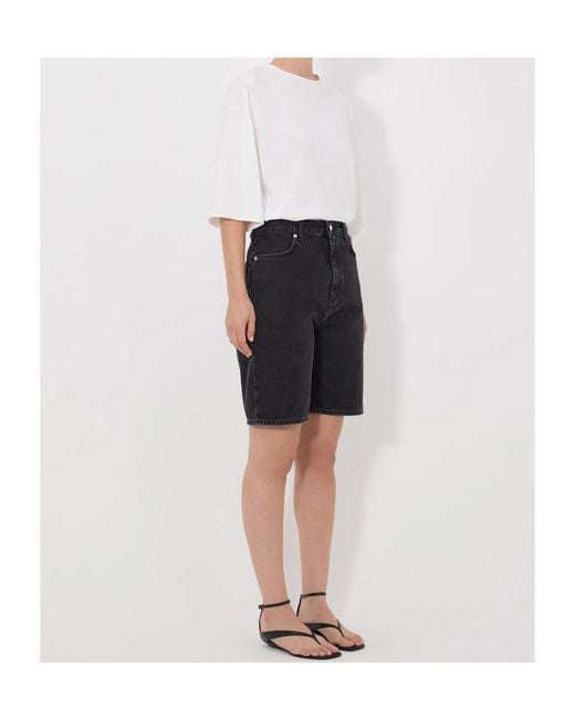 Loulou de Saison Black High-Rise Denim Shorts