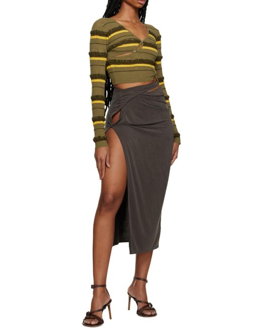 Jacquemus Green Striped Cropped Jumper