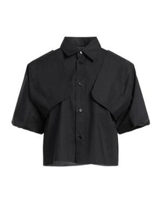 MM6 by Maison Margiela Black Plain Colour Shirts